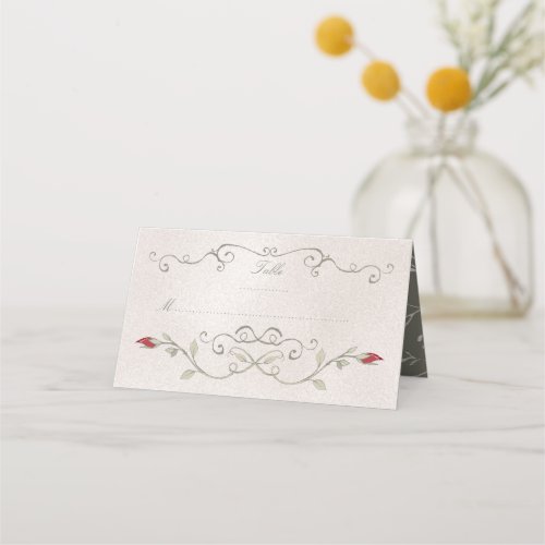 PLACE CARD  Elegant Red Rose of Beauty Wedding