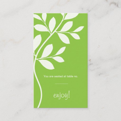 Customizable Place Card Wedding Leaf Branch lime green Business Card Template