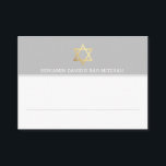 PLACE CARDS Bar Mitzvah gold star of david gray<br><div class="desc">NOTE - THE SHINY GOLD FOIL EFFECT IS A PRINTED PICTURE Use these as place cards as part of your EVENT - simply hand-write your guest's names or add type and use as cute favor cards! Setup as a template it is simple for you to add your own details, or...</div>