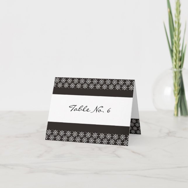 Place Cards - Black and white snowflakes (Front)