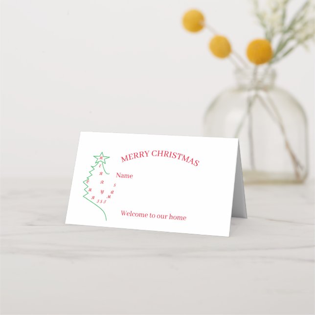PLACE CARDS : WELCOME TO OUR HOME -MERRY CHRISTMAS (Front)