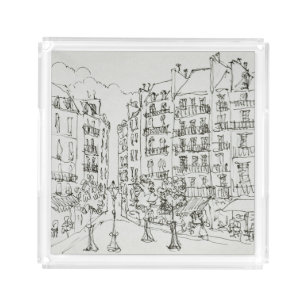 Place Dauphine, Ile de la Cite Paris, France Acrylic Tray