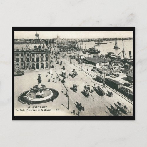 Place de la Bourse Bordeaux France Vintage Postcard