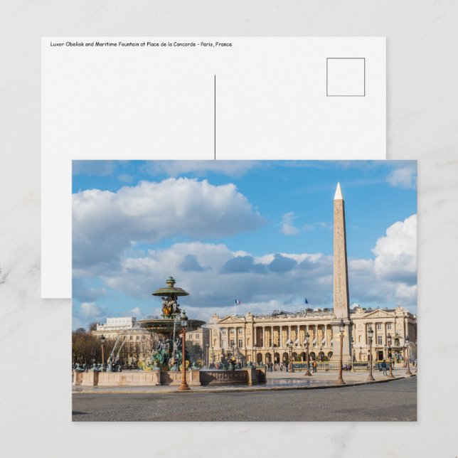 Place de la Concorde and obelisk - Paris, France Postcard (Front/Back)