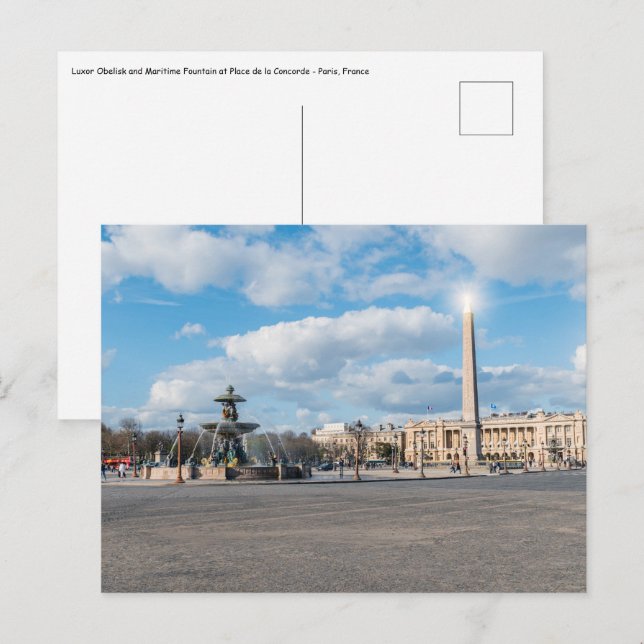 Place de la Concorde and obelisk - Paris, France Postcard (Front/Back)