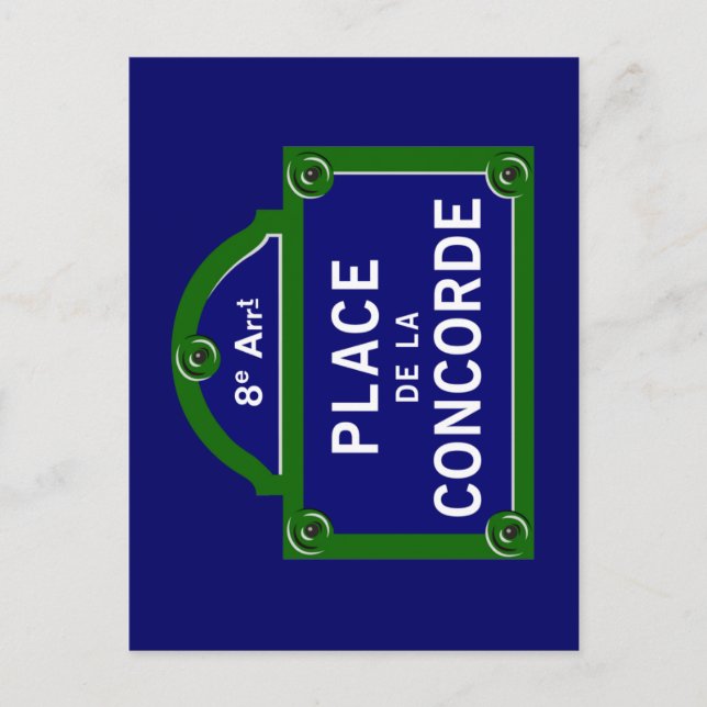 Place de la Concorde, Paris Street Sign Postcard (Front)