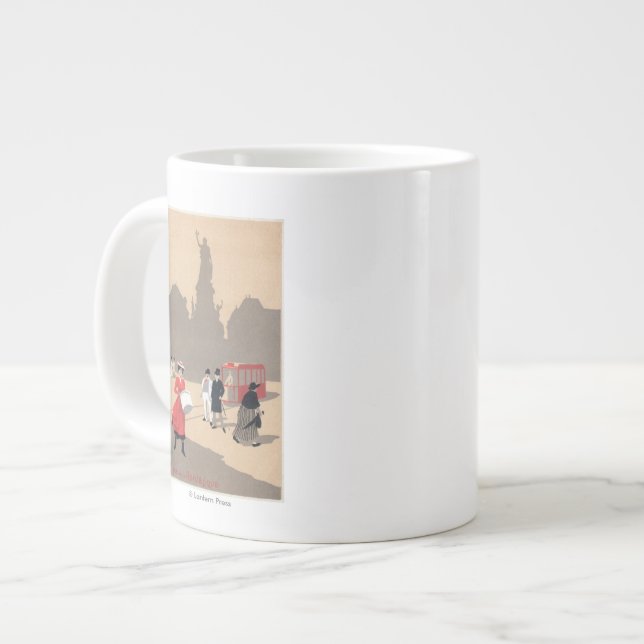 Place de la Republique Art Deco Scene Giant Coffee Mug (Front Left)