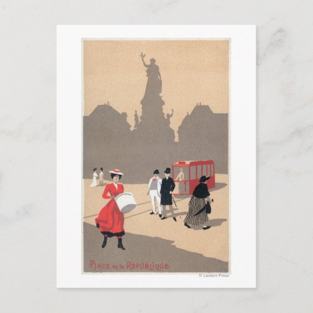 Place de la Republique Art Deco Scene Postcard (Front)