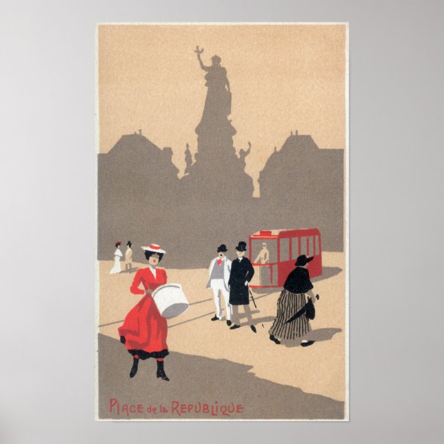 Place de la Republique Art Deco Scene Poster (Front)