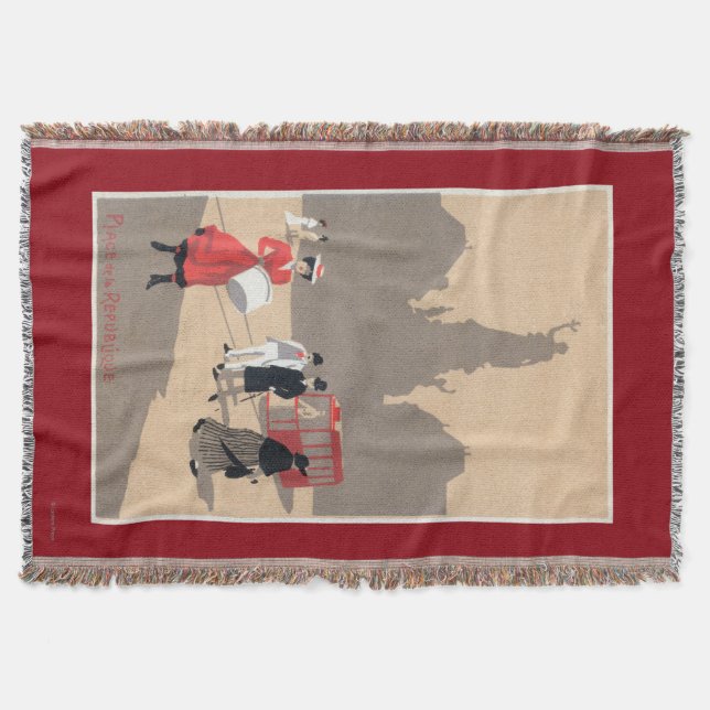 Place de la Republique Art Deco Scene Throw Blanket (Front)