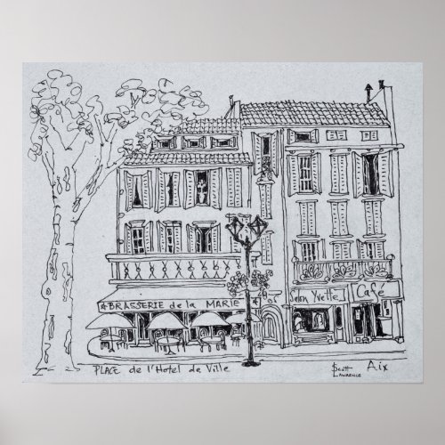 Place de LHotel de Ville  Aix and Provence Poster