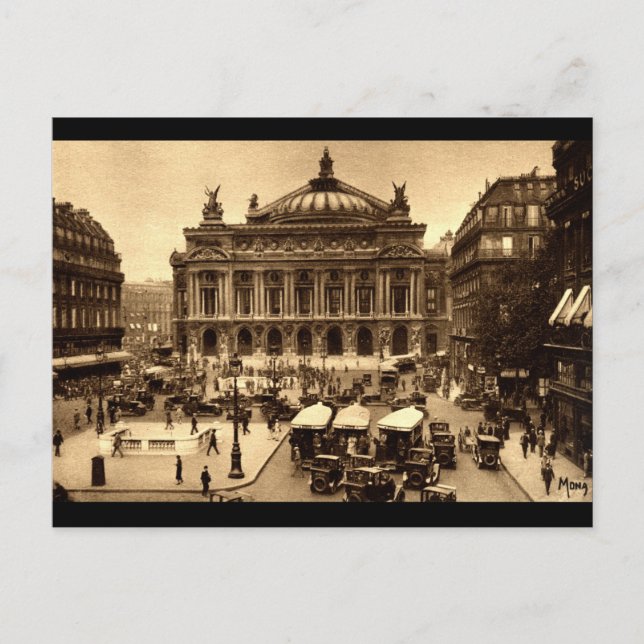 Place de l'Opera, Paris France c1925 Vintage Postcard (Front)