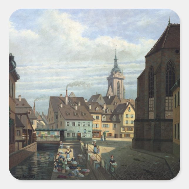 Place des Dominicains, Colmar, 1876 Square Sticker (Front)