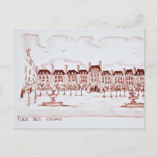 Place des Vosges  Marais Paris Postcard