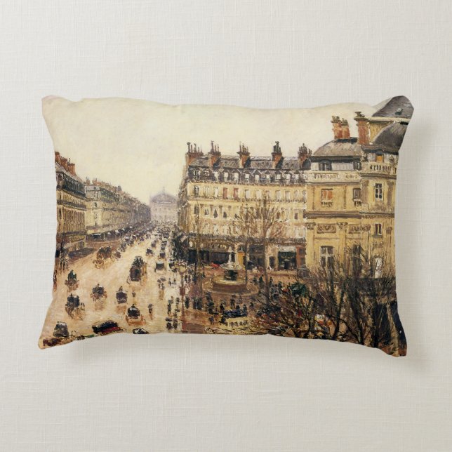 Place du Theatre Francais, Paris Rain by Pissarro Accent Pillow (Back)