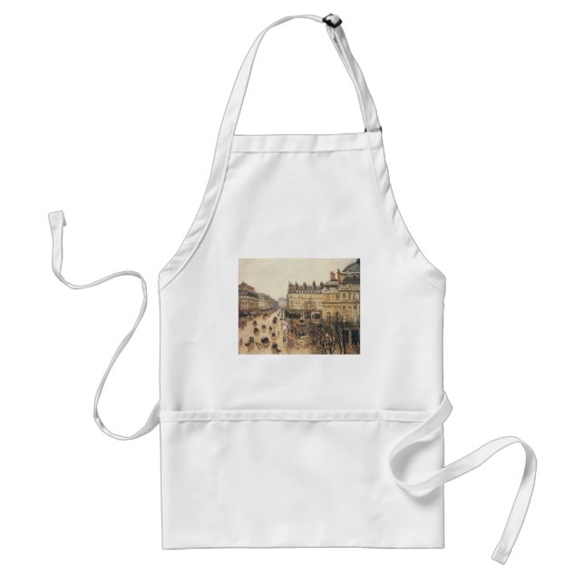 Place du Theatre Francais, Paris Rain by Pissarro Adult Apron (Front)