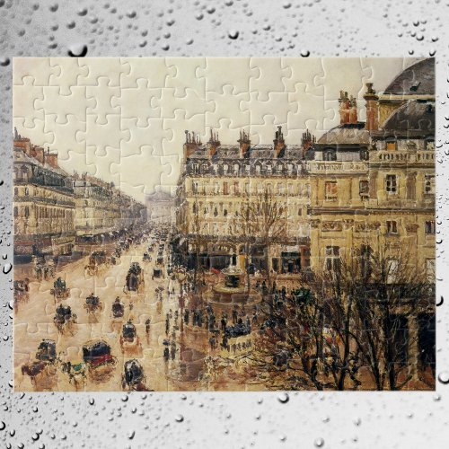 Place du Theatre Francais Paris Rain by Pissarro Jigsaw Puzzle