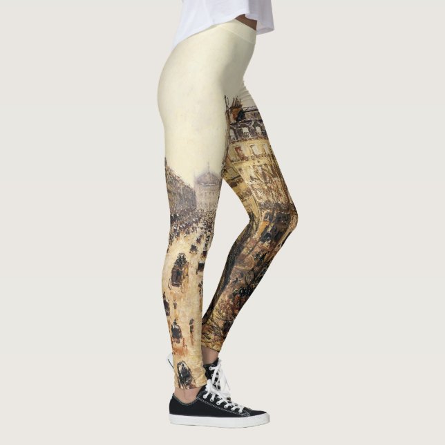 Place du Theatre Francais, Paris Rain by Pissarro Leggings (Right)