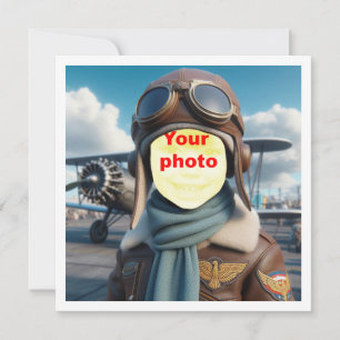 Place my face in the pic, flying airplane, pilot  card