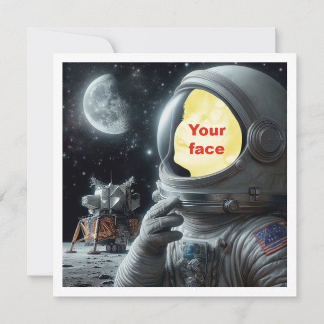 Place my face in the picture, astronaut, space car card (Front)