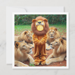 Place my face in the picture, lions and child card