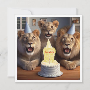 Place my face in the picture, lions and child card