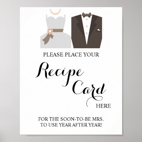 Place Recipe Card Here Bride  Groom Shower Sign
