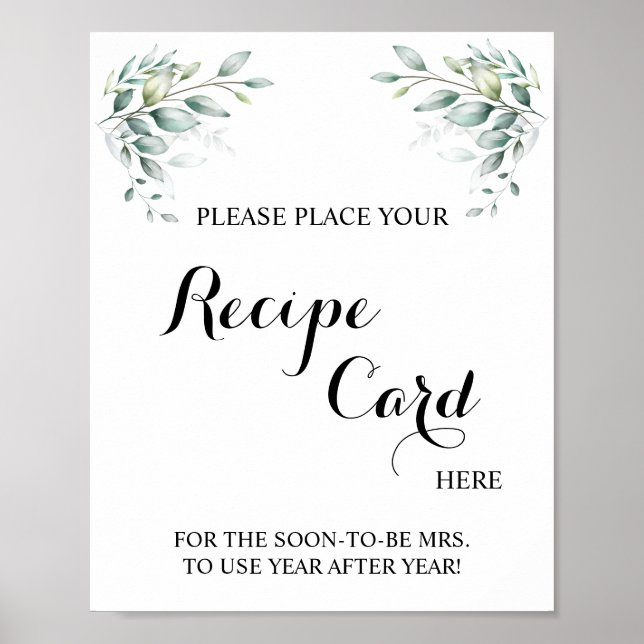 Place Recipe Card Here Eucalyptus Shower Sign (Front)