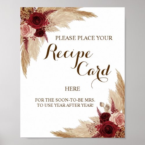Place Recipe Card Here Pampas Grass Shower Sign