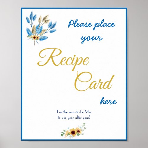 Place Recipe Card Shower Sign