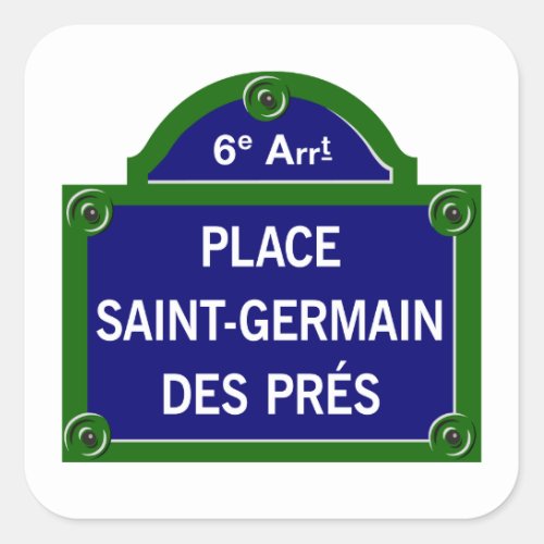 Place Saint_Germain des Pres Paris Street Sign Square Sticker