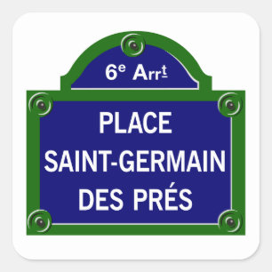 Place Saint-Germain des Pres, Paris Street Sign Square Sticker