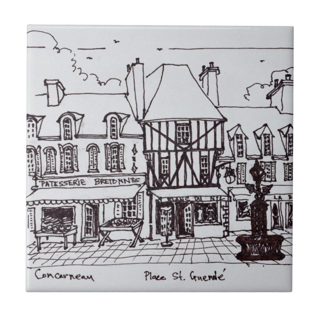 Place Saint-Guenole, Concarneau | Brittany Ceramic Tile (Front)