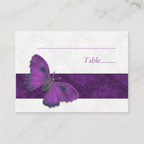 Place setting card Butterfly Brocade Purple Business Card Templates