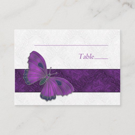 Customizable Place setting card Butterfly Brocade Purple Business Card Templates