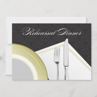 Place Setting Rehearsal Dinner Invitation (black)