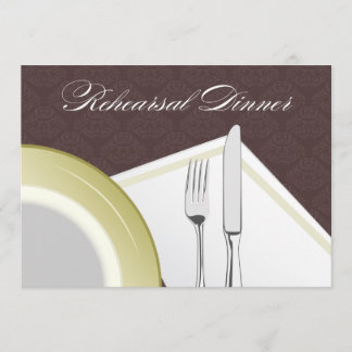 Place Setting Rehearsal Dinner Invitation (brown)