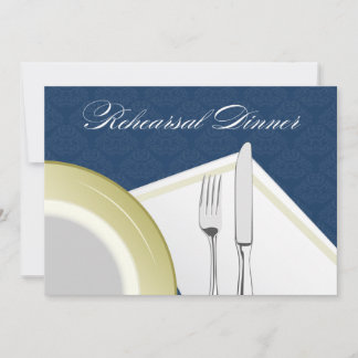 Place Setting Rehearsal Dinner Invitation (navy)