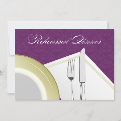 Place Setting Rehearsal Dinner Invitation (purple)
