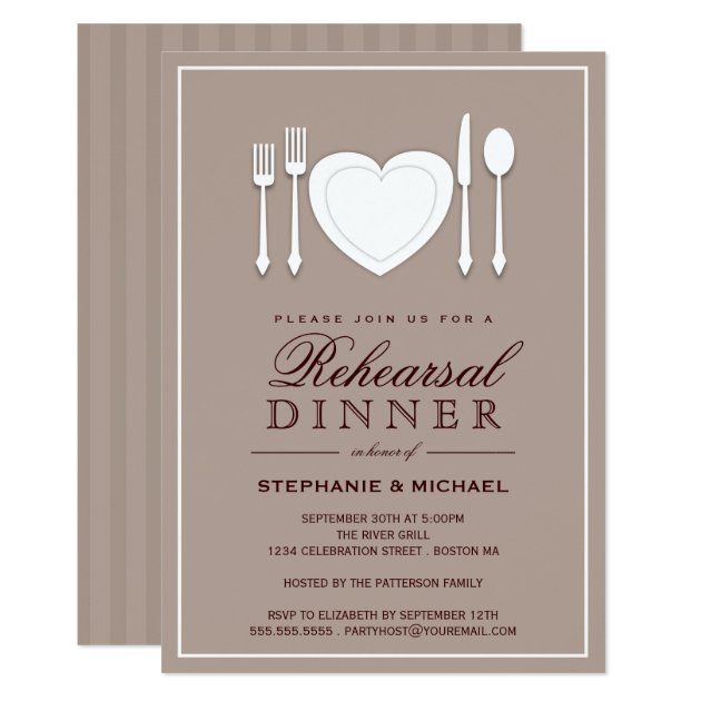 Place Setting Rehearsal Dinner Party Invitation