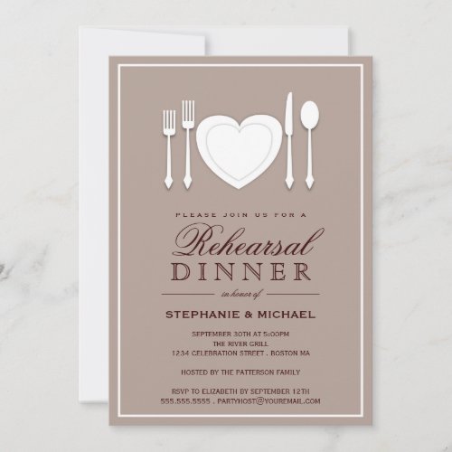 Place Setting Rehearsal Dinner Party Invitation