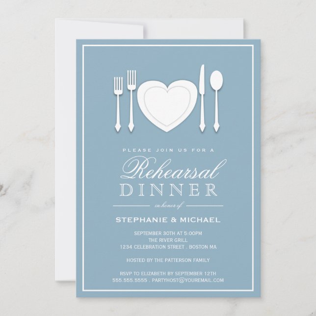 Place Setting Rehearsal Dinner Party Invitation (Front)