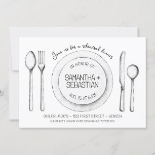 Place Setting Sketch Rehearsal Dinner Invitation