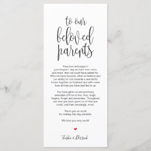 Place Setting Thank You Card for beloved Parents