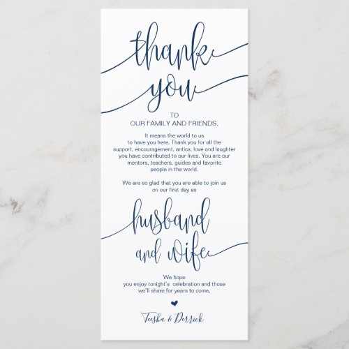 Place Setting Thank You Card for Wedding Dinner