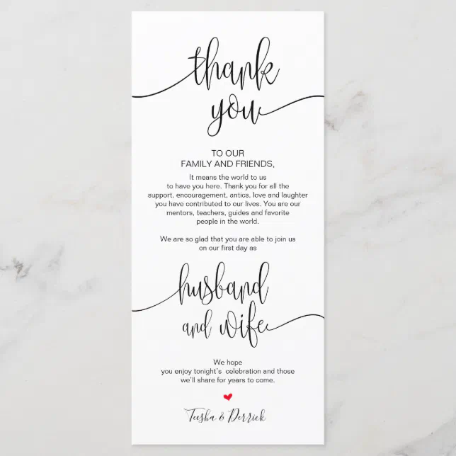 Place Setting Thank You Card for Wedding Dinner | Zazzle