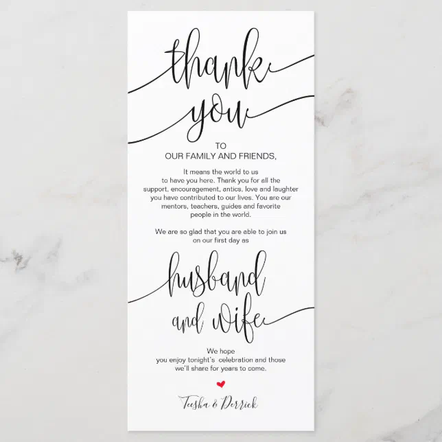 Place Setting Thank You Card for Wedding Dinner | Zazzle