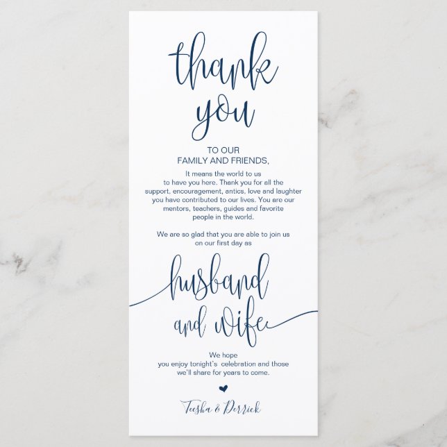 Place Setting Thank You Card in Navy Blue theme (Front)