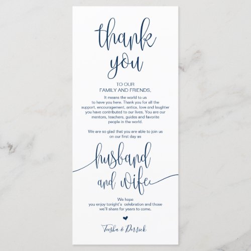 Place Setting Thank You Card in Navy Blue theme