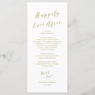 Place Setting Thank you card, modern Script Gold Program